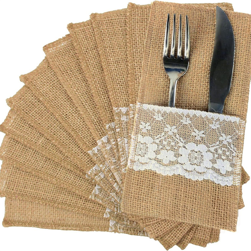 Jutowe etui na sztućce z koron – Wedding Supply Rentals recenzja i cena
